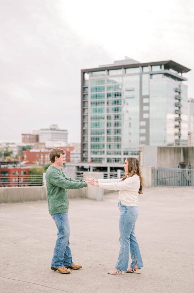 Little rock rooftop engagement session