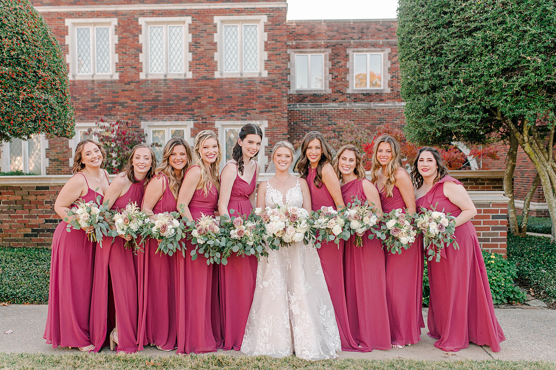 Bridal party in front of church