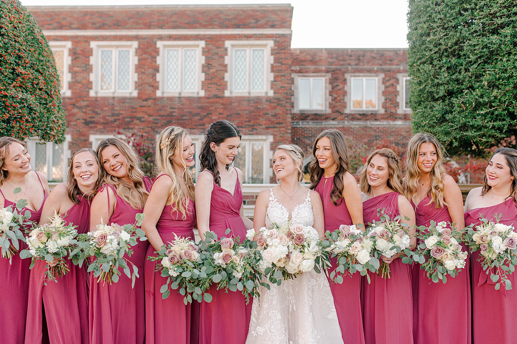 Bridal party in front of church