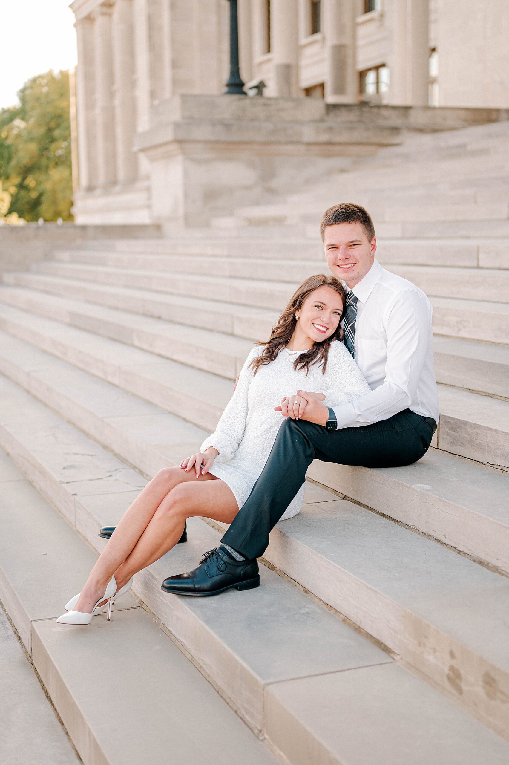 Engagement photo at Arkansas State Capitol