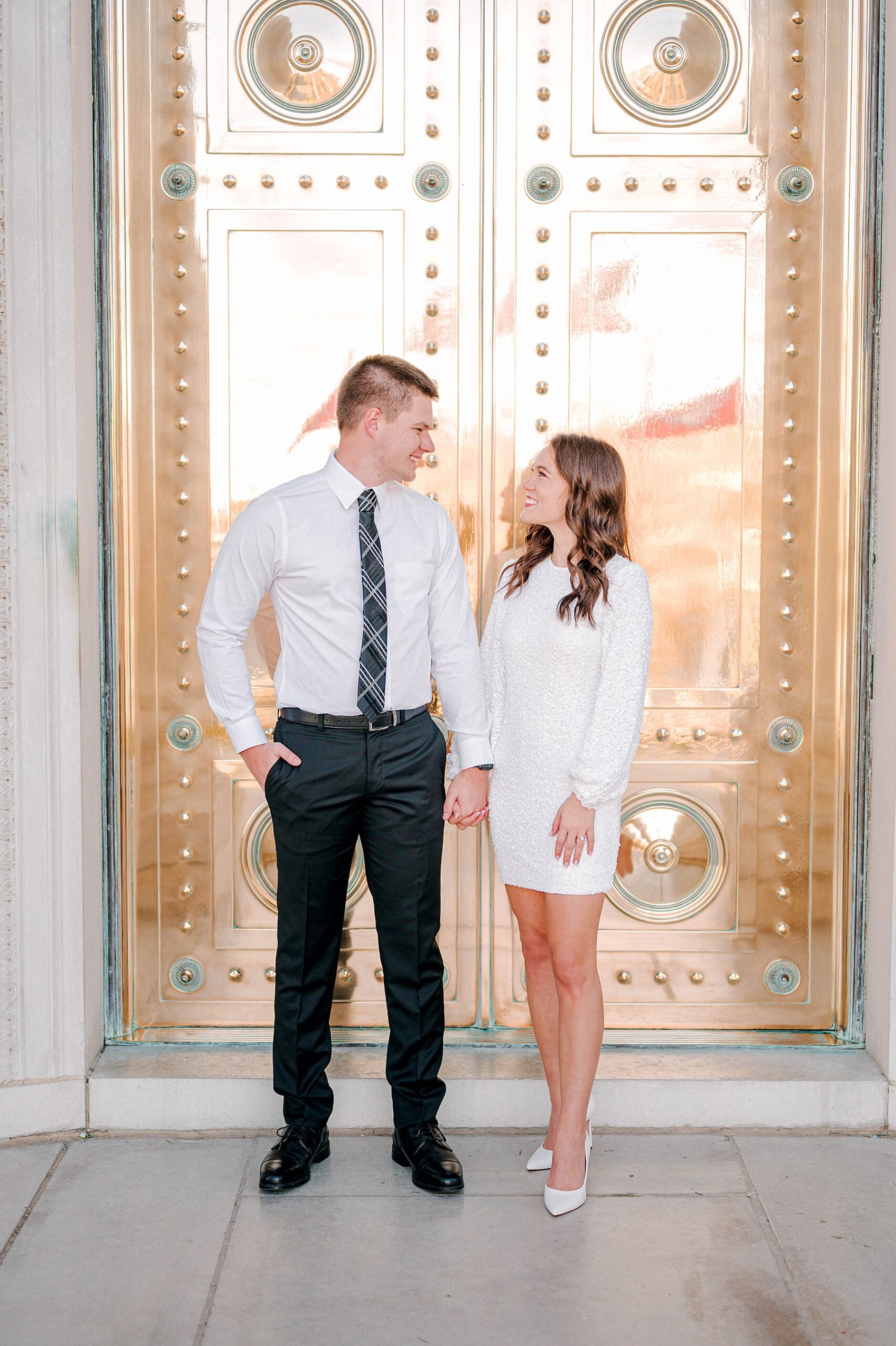 Engagement photo at Arkansas State Capitol