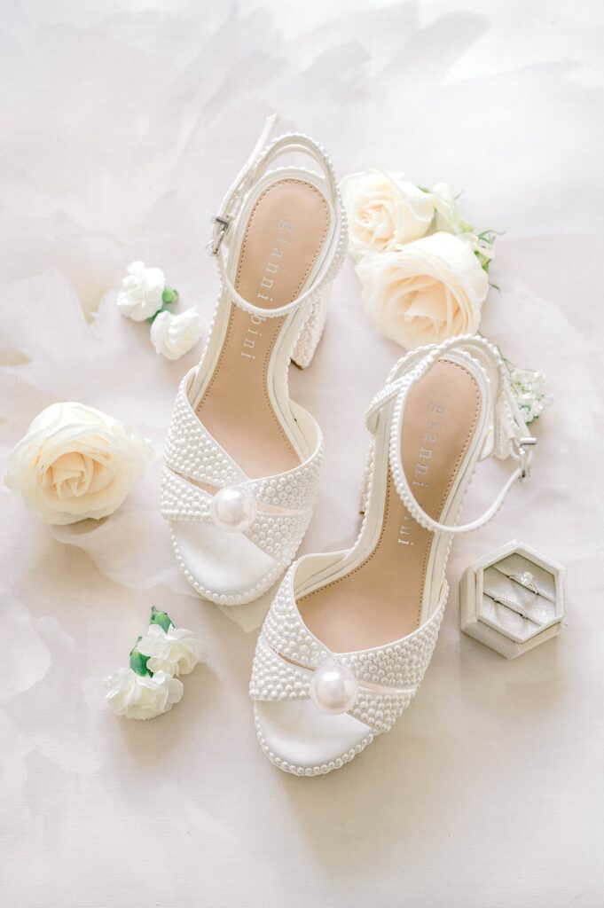 wedding shoes flat lay
