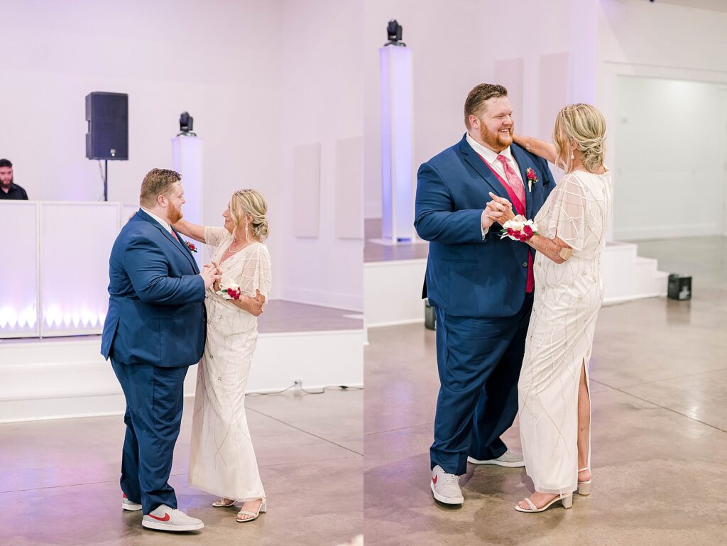 Mother of the groom and son share a first dance