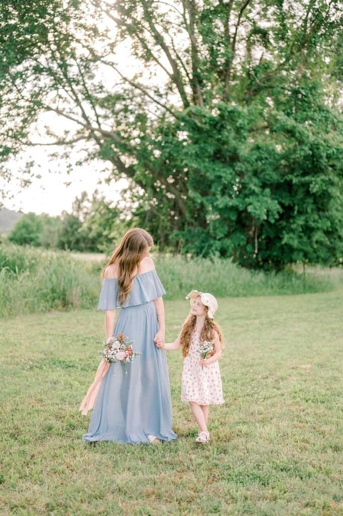Mom walking with daughter